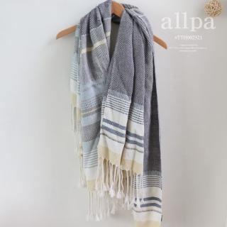 【Allpa】祕魯手工製珍稀羊駝披肩 大尺寸圍巾(日光黃)