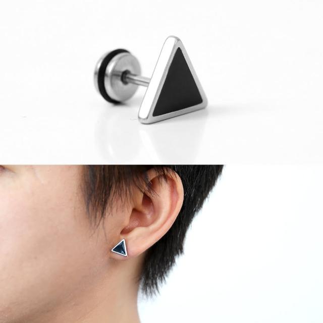 【玖飾時尚】幾何三角鋼製耳針耳環(耳環)