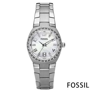【FOSSIL】詩芮娜點鑽皇室風鋼帶石英女錶 -珍珠色x28mm(AM4141)