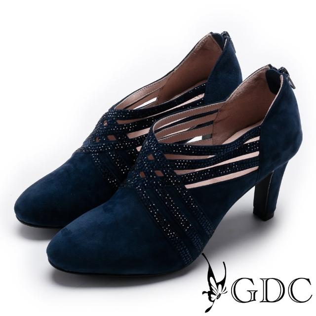 【GDC】典雅羊絨交叉水鑽跟鞋-藍色(729135)