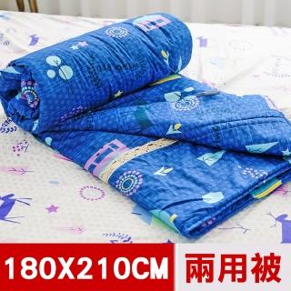 【米夢家居】原創夢想家園系列-台灣製造100%精梳純棉兩用被套(深夢藍雙人)