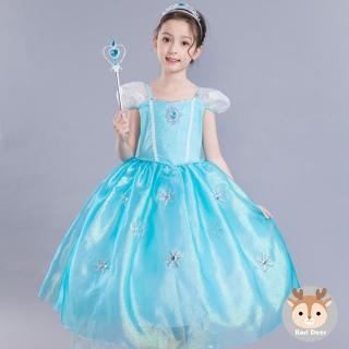 【Kori Deer 可莉鹿】女童萬聖節變裝派對造型服裝公主服-多款-短袖-冰雪艾莎水藍(禮服造型攝影寫真)