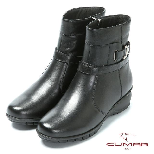 【CUMAR】嚴選真皮-舒適鞋底真皮短靴(黑色)