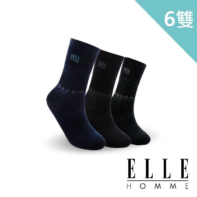 【ELLE HOMME】動態視覺音譜寬口紳士襪-6雙組(寬口襪)