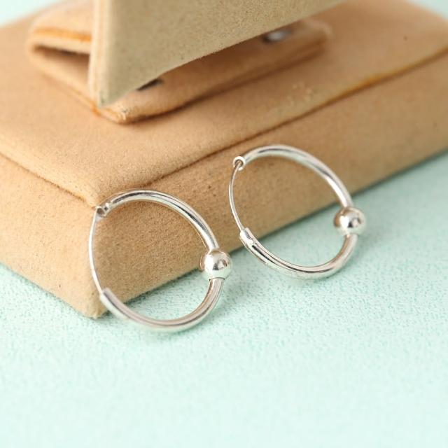 【玖飾時尚】925純銀圓型單珠耳針耳環(925純銀)
