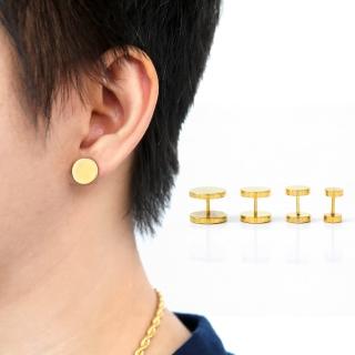 【玖飾時尚】金色圓形雙頭鋼製耳針耳環(耳環)