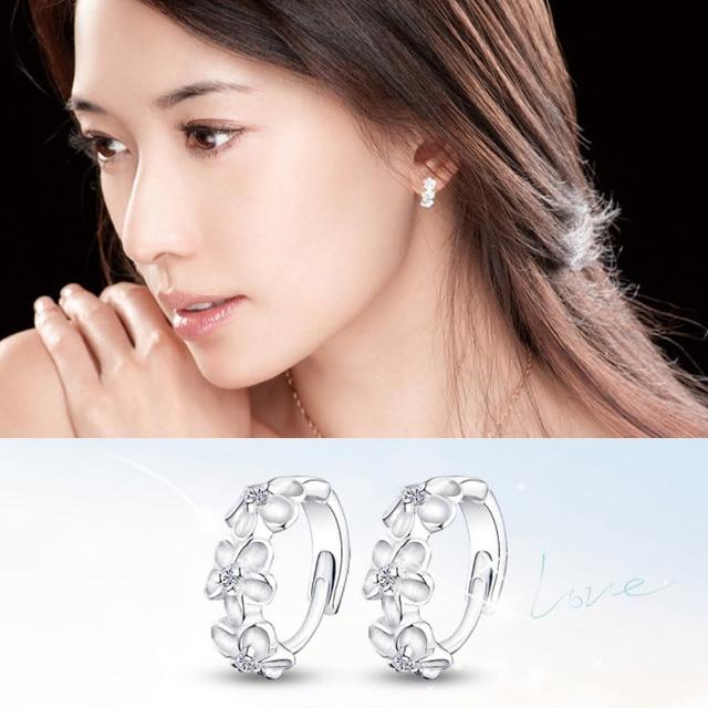【Emi 艾迷】韓系經典時尚冬日雪梅925銀針 耳環 耳扣