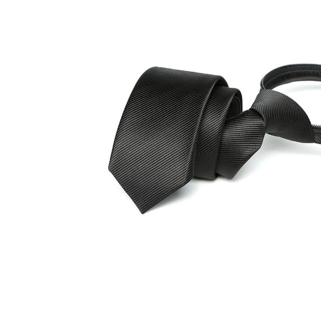 【拉福】領帶中窄版領帶6cm領帶拉鍊領帶(黑細斜)