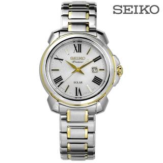 【SEIKO 精工】Premier 太陽能日期不鏽鋼手錶 銀色 31mm(V137-0CT0G.SUT346J1)