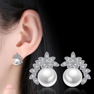 【I.Dear Jewelry】璀璨奢華-韓國氣質晶鑽奢華珍珠名媛款銀耳針耳環(璀璨奢華)
