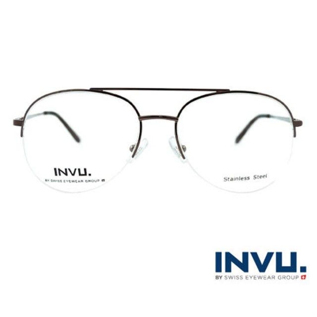 【【INVU】瑞士文雅質感無框光學眼鏡(黑/黑)】B3809B