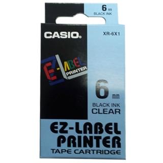 【CASIO 卡西歐】標籤機專用色帶-6mm透明底黑字(XR-6X1)