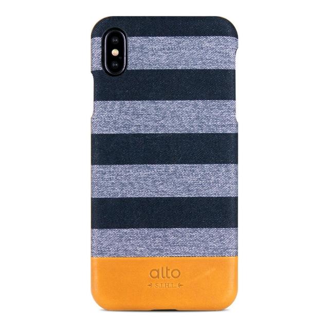 【Alto】iPhone Xs Max 6.5吋皮革保護殼 Denim-灰條紋(iPhone 保護殼)