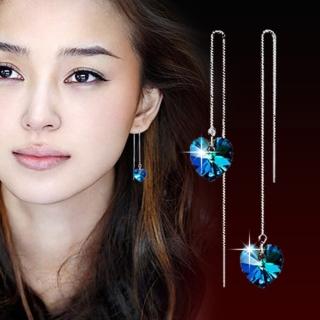 【I.Dear Jewelry】藍色心情-韓國氣質垂墜藍水晶愛心造型耳線耳環(藍色心情)