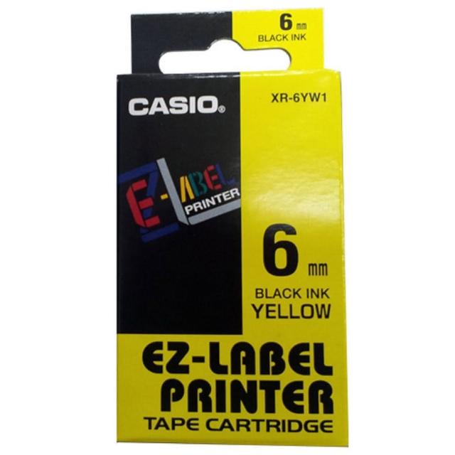 【CASIO 卡西歐】標籤機專用色帶-6mm黃底黑字(XR-6YW1)