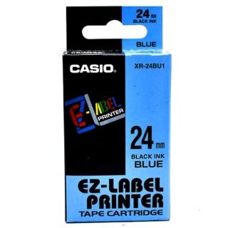 【CASIO 卡西歐】標籤機專用色帶-24mm藍底黑字(XR-24BU1)