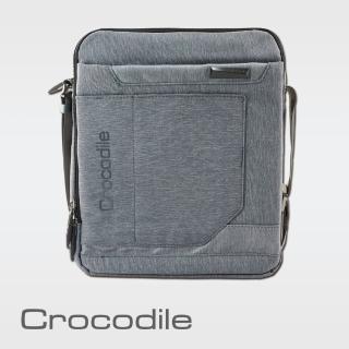 【Crocodile】Crocodile 鱷魚皮件 直式斜背包（L）0104-07805-黑灰藍三色(Biz 3.0 系列)