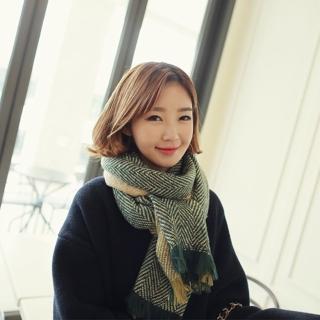 【梨花HaNA】韓國中性氣質魅力穿搭條紋圍巾