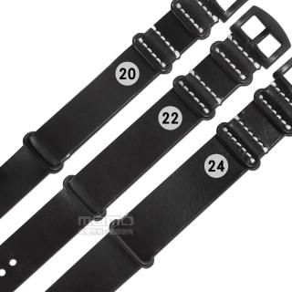 【Watchband】20.22.24mm / 各品牌通用 一體成形 百搭款 經典復刻 柔軟舒適 油蠟牛皮錶帶(黑色)