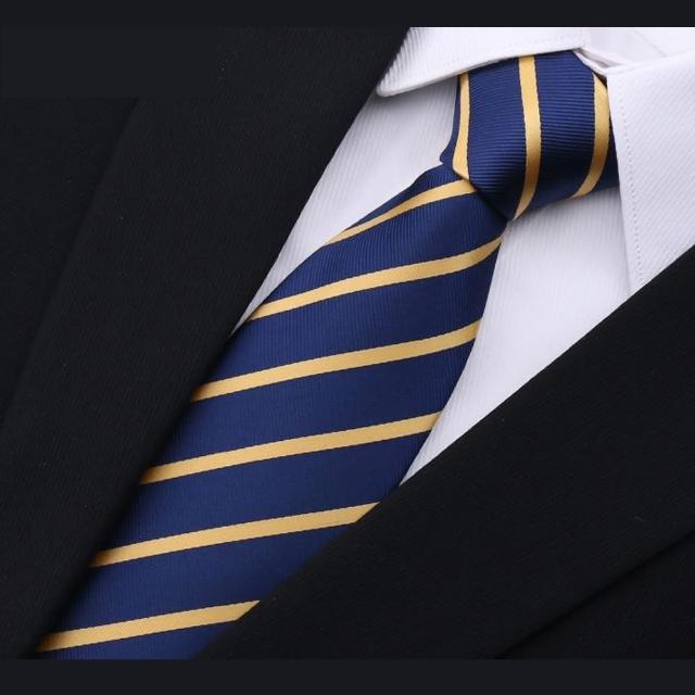 【拉福】斜紋領帶6cm中窄版領帶拉鍊領帶(兒童藍黃紋)