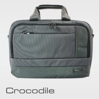 【Crocodile】Crocodile 鱷魚皮件 單拉鍊橫式公事包 0104-07808-黑灰藍三色(Biz 3.0 系列)