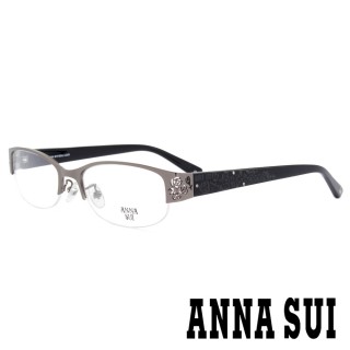 【ANNA SUI 安娜蘇】香氛花園簡約上眉框設計光學眼鏡(啞光槍/黑-AS175M902)