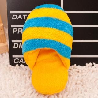 【Nikki飾品&玩具】寵物絨毛玩具-條紋拖鞋-黃藍1個