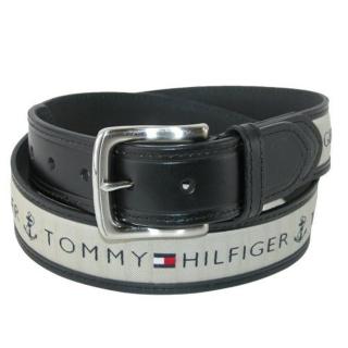 【Tommy Hilfiger】2018男時尚灰織帶鑲嵌黑色皮帶-網(預購)