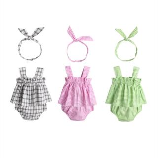 【Baby童衣】甜美格紋上衣裙+小褲褲 套組 附髮帶 80089(共4色)
