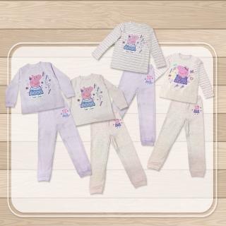 【粉紅豬小妹】女童棉絨保暖彈性套裝淡紫色/淡粉色/條紋粉/條紋袖