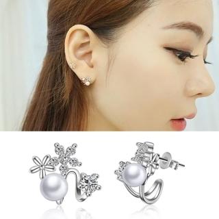 【Emi 艾迷】韓系綺麗花園珍珠點鑽花朵 925銀針 耳環