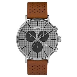 【TIMEX】天美時 Fairfield Chrono系列 時尚三眼計時手錶(灰/棕色 TXTW2R79900)