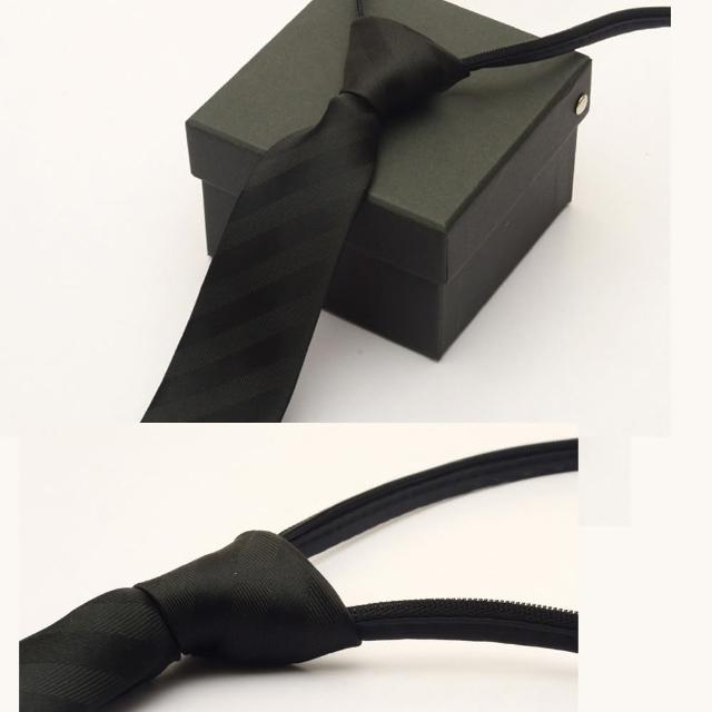 【拉福】密斜紋5.5cm窄版領帶拉鍊領帶(兒童黑色)