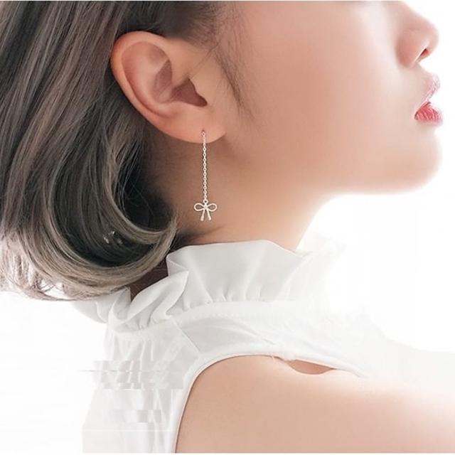 【Emi 艾迷】韓系甜蜜禮物蝴蝶結耳線 925銀針 耳環
