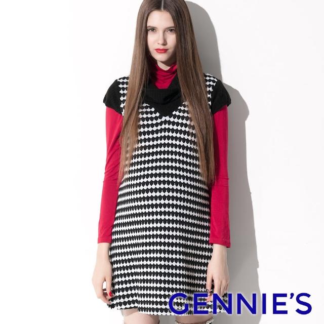 【Gennies 奇妮】復古時尚針織洋裝(黑C2403)