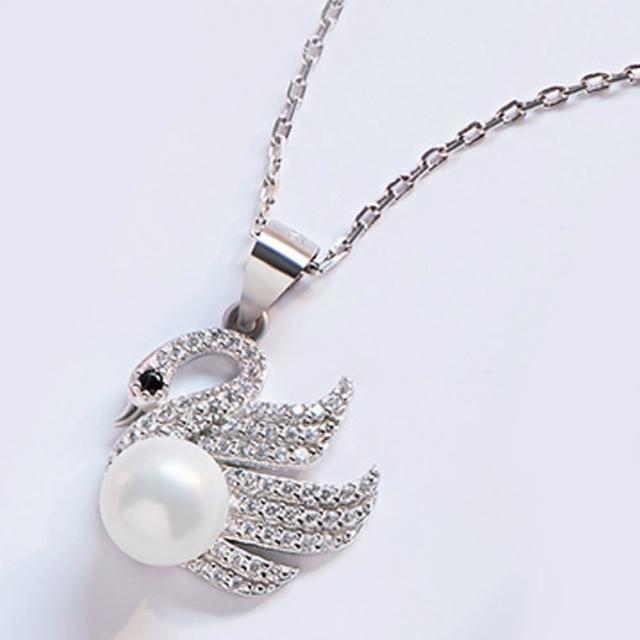 【Angel】奢華閃耀天鵝漫舞珍珠項鍊(白金色)