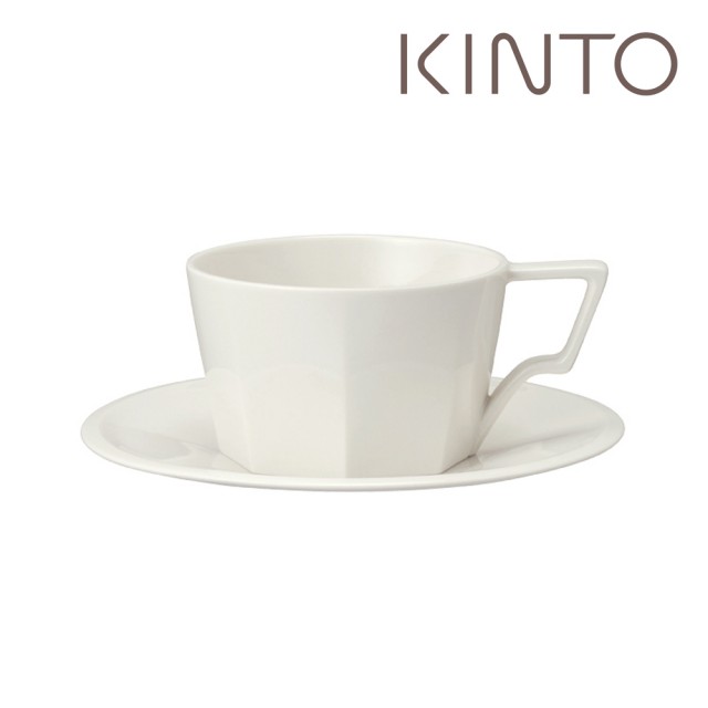 【Kinto】OCT八角陶瓷杯盤組300ml 白