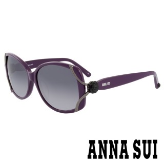 【ANNA SUI 安娜蘇】香氛花園經典浪漫玫瑰雙弧線綁帶造型款太陽眼鏡(紫 -AS845M729)