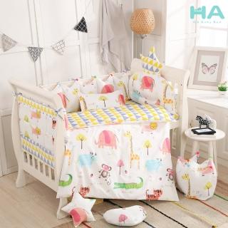 【HA Baby】嬰兒床專用-四面床圍+床單(適用 長x寬130cmx70cm嬰兒床型 嬰兒床床包、嬰兒床床單)