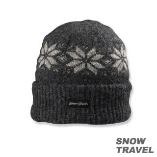 【SNOW TRAVEL】3M防風透氣保暖羊毛帽 雪花摺邊(深灰)