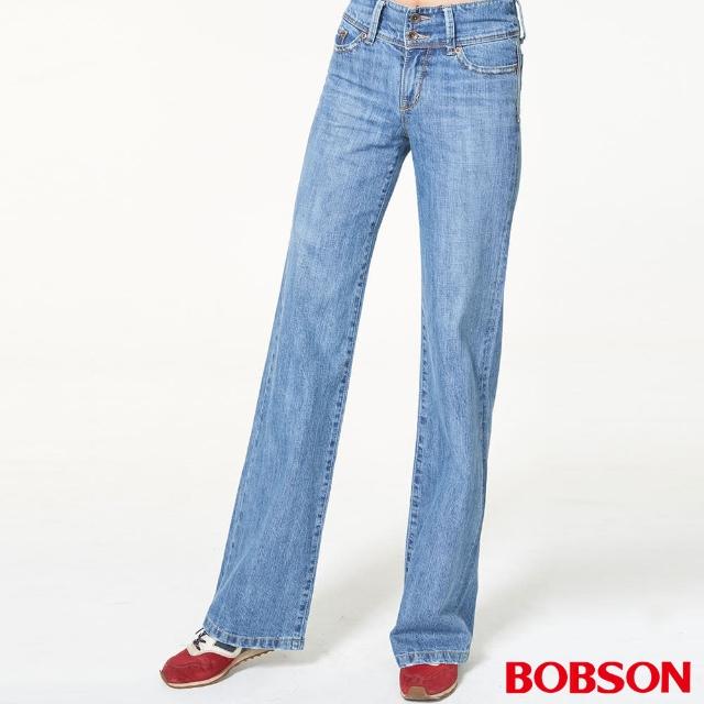 【BOBSON】女款大喇叭褲(淺藍9023-58)