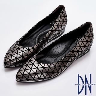 【DN】高雅摩登 質感羊皮幾何內增高鞋(金屬灰)