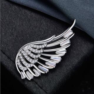 【Angel】天使之翼水鑽胸針(白金色)