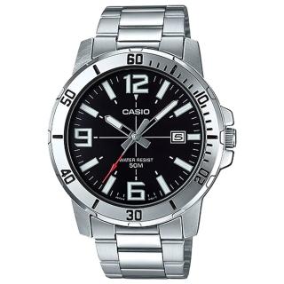 【CASIO 卡西歐】指針男錶 不鏽鋼日期顯示 防水50米(MTP-VD01D-1B)