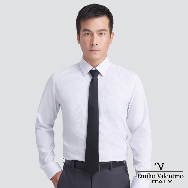 【Emilio Valentino 范倫提諾】修身條紋長袖襯衫(灰條)
