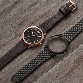 【EMPORIO ARMANI】亞曼尼 城市頂尖時尚套錶組-黑/41mm 畢業禮物(AR80021)