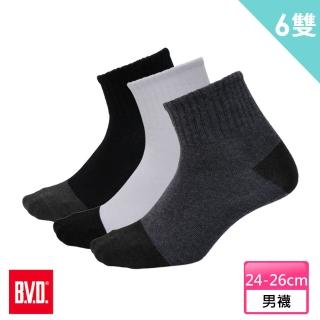 【BVD】買3送3件組-雙效抗菌除臭1/2健康男襪(B385襪子)