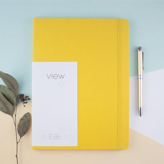 【綠的事務用品】眼色View-16K精裝空白筆記本-黃