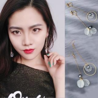 【I.Dear Jewelry】韓系飾品-氣質簡約透明貝殼垂墜耳環耳夾(2款)