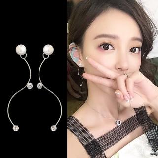 【I.Dear Jewelry】韓系飾品-兩用後掛式氣質水鑽銀針耳環(2色)